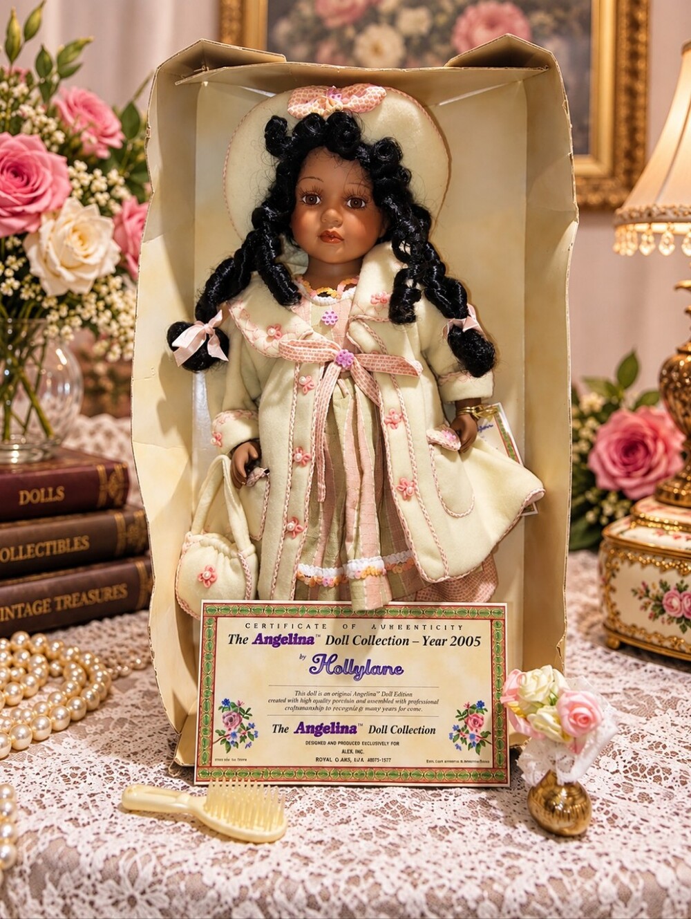2005 Angelina Hollylane Porcelain Doll ALDI 3879 NRFB COA Limited Edition